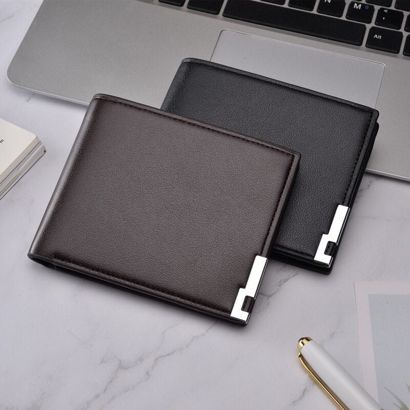 Men's Short Wallets - Business PU Leather Clutch Wallets
