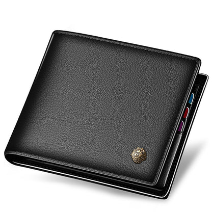 LAORENTOU Mens Wallet Genuine Leather Mens Bifold Wallets with Zipper Coin Pocket Casual Men Purse Slim Wallet