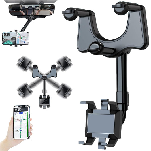 Elemenix Phone Holder 360 Rotatable and Retractable Car Phone Holder Fullofcarts Phone Holder 360° Car Rearview Mirror Phone Holder for Car Mount Phone and Gps Holder Support Rotating Adjustable