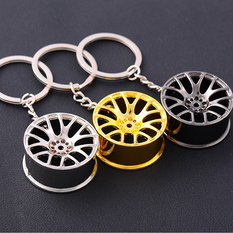 Metal Turbine Car Key Chain with Wheel Hub Design