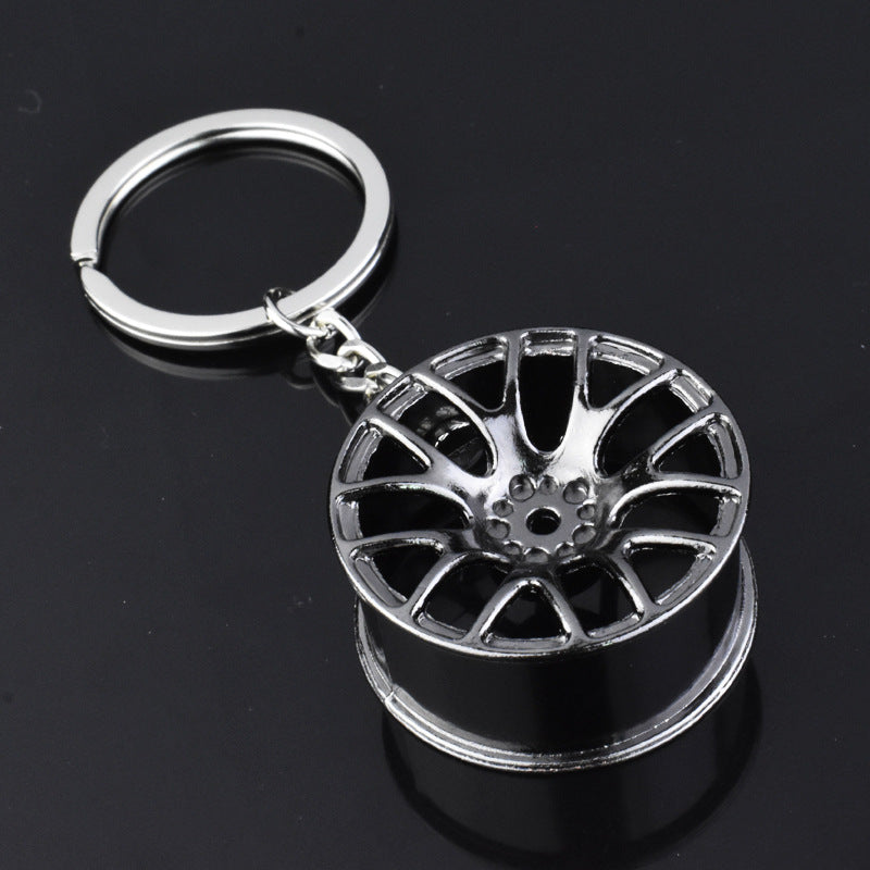 Metal Turbine Car Key Chain with Wheel Hub Design