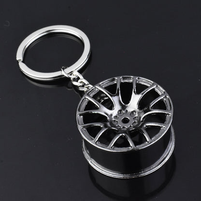 Metal Turbine Car Key Chain with Wheel Hub Design